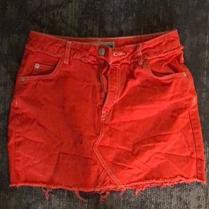 Orange jean skirt